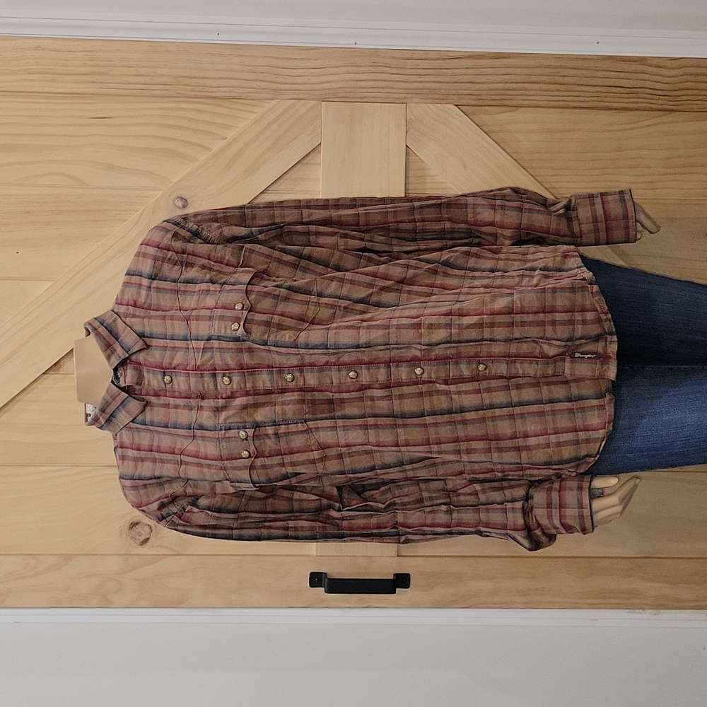 Wrangler Retro | 100% Cotton Plaid Button Up Shirt | XL